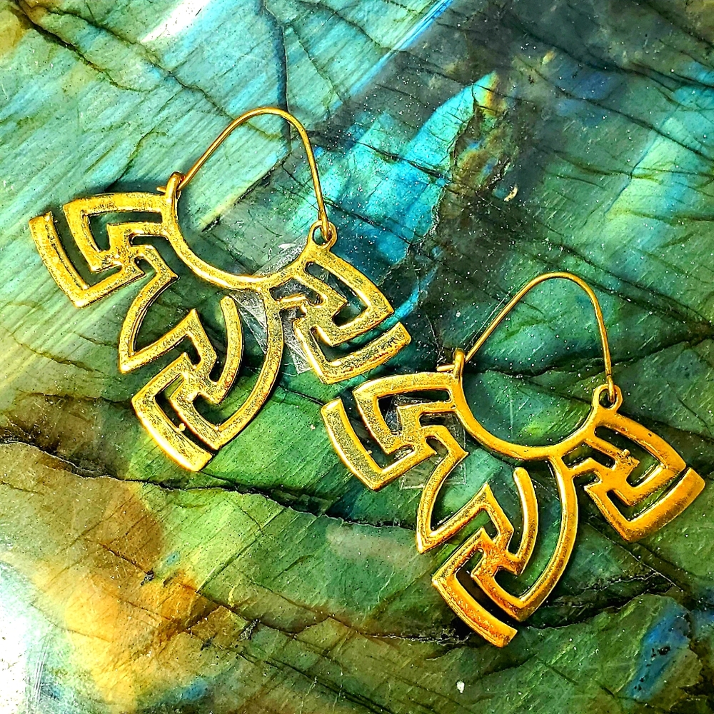 Tribal Boho Brass/Gold Geometric Earrings